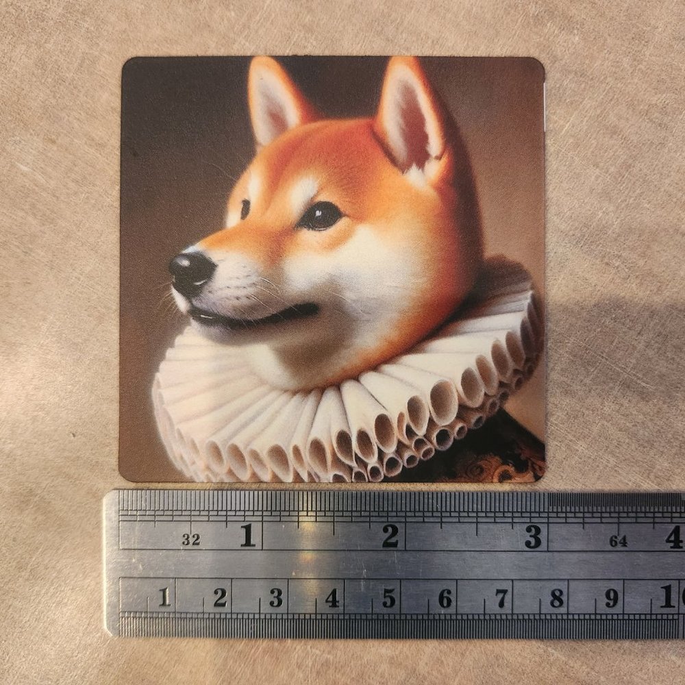3x3 magnet Shiba Inu magnet Elizabethan oil portrait - Picture 7 of 7